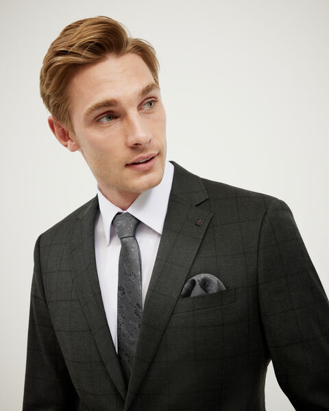 Windowpane Check Tailored Jacket, Charcoal, hi-res